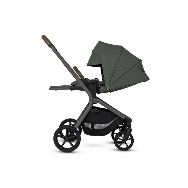 Silver Cross Breez Reversible Seat Stroller with Flat Recline|Height Adjustable Seat|All Terrain - All Wheel Suspension|One Hand Fold|Rain Cover|0 to 4Y |Upto 22Kg - Pewter