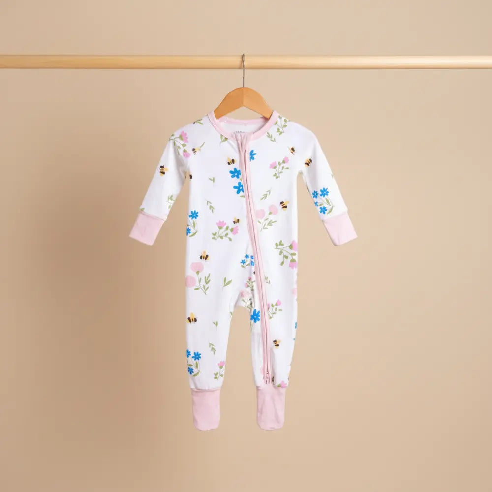 Bubz Bamboo Baby Zipsuit - Two-way Zipsuit Sleepsuit - Blossoms
