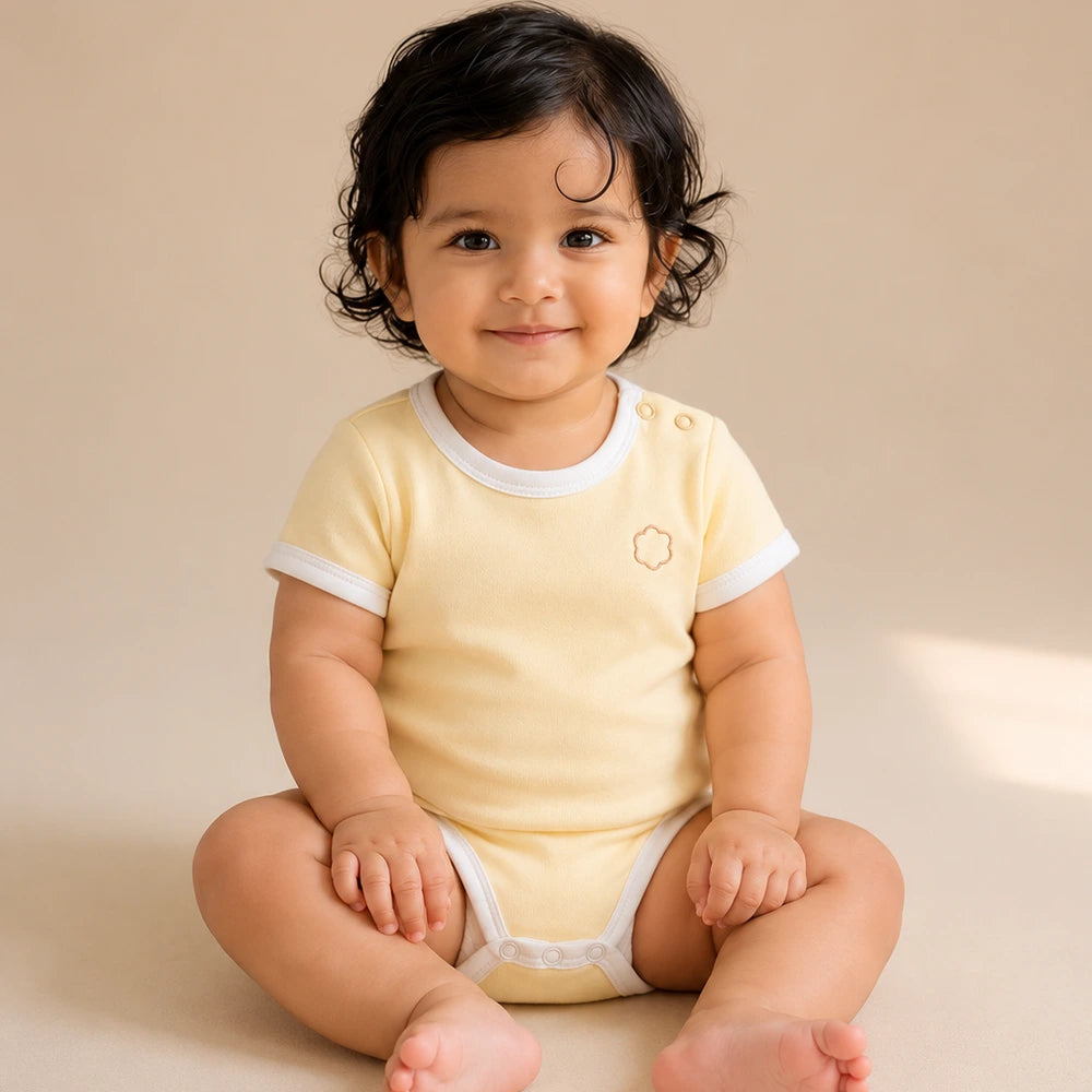 Faura Unisex Banana Cotton First Day Onesie - Yellow