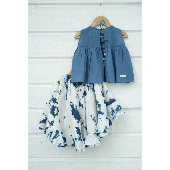 High low top tie &amp; dye skirt in indigo - Set of 2
