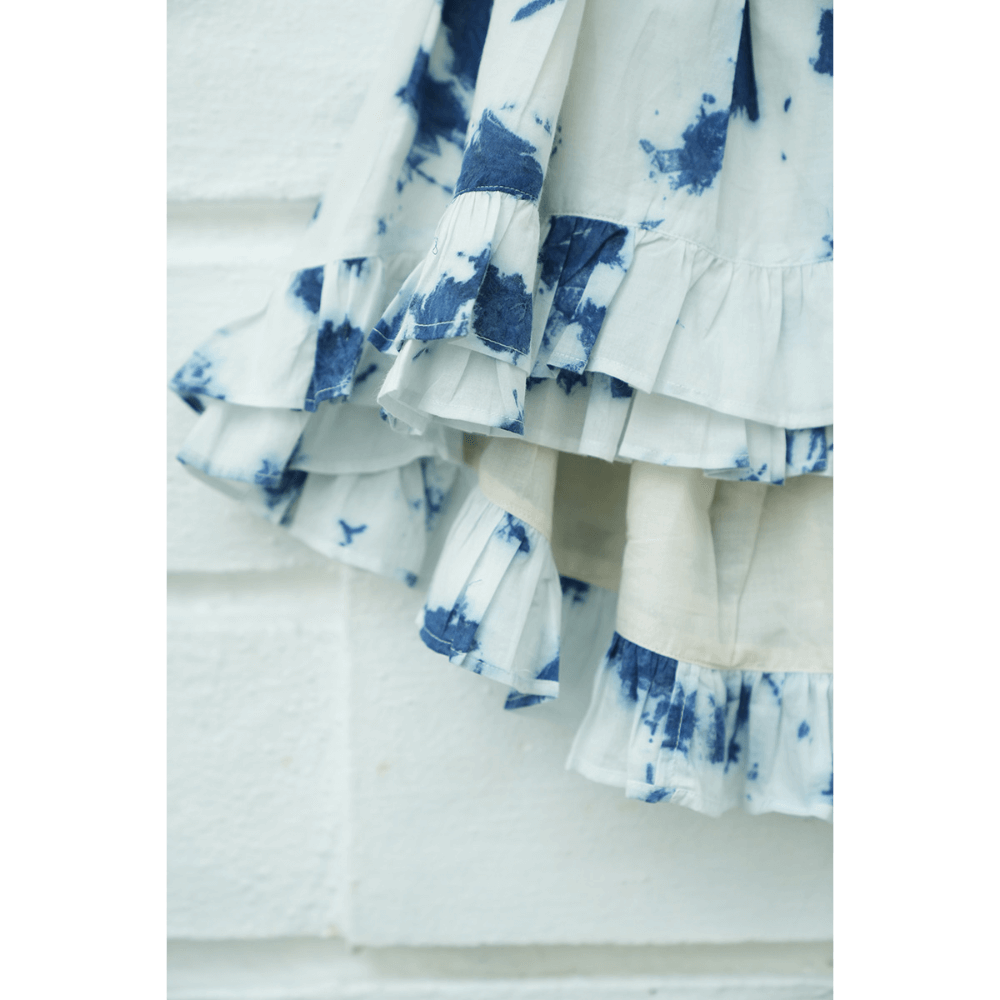 High low top tie &amp; dye skirt in indigo - Set of 2
