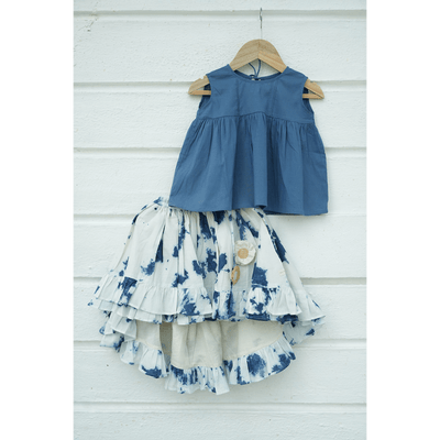 High low top tie & dye skirt in indigo - Set of 2