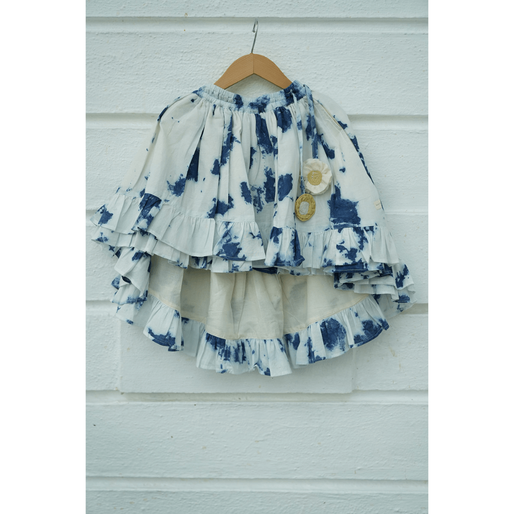 High low top tie &amp; dye skirt in indigo - Set of 2