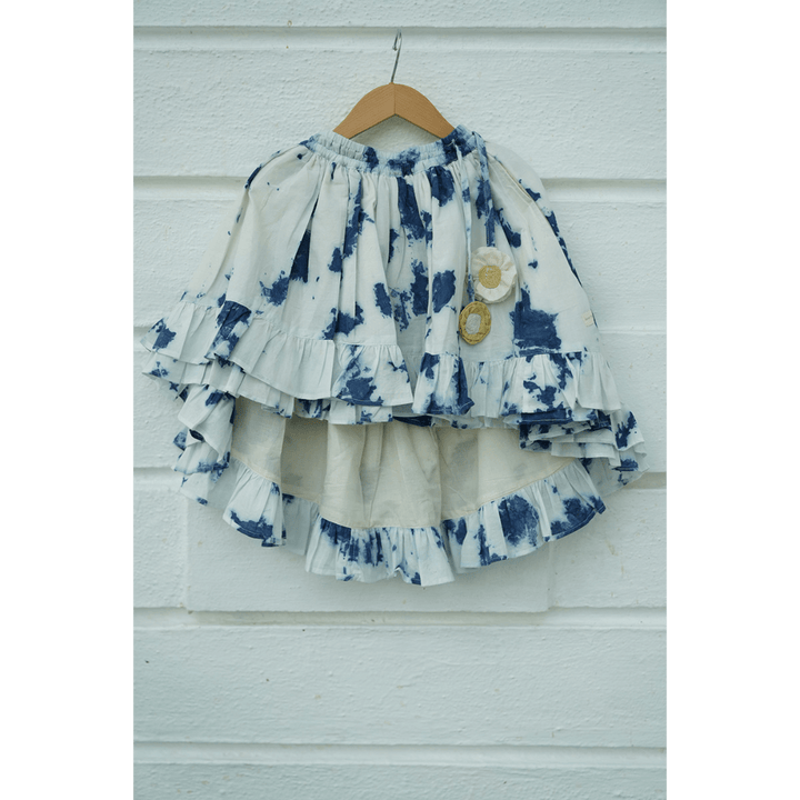 High low top tie &amp; dye skirt in indigo - Set of 2