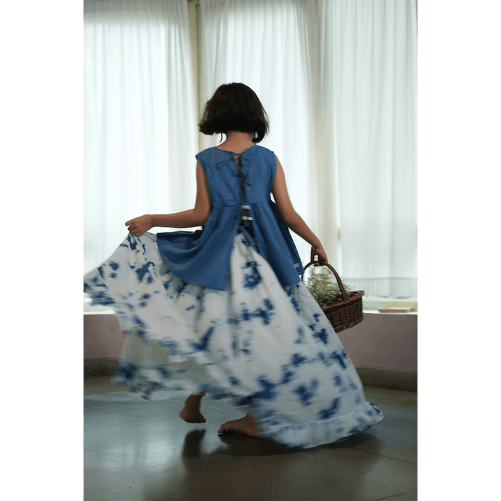 High low top tie &amp; dye skirt in indigo - Set of 2