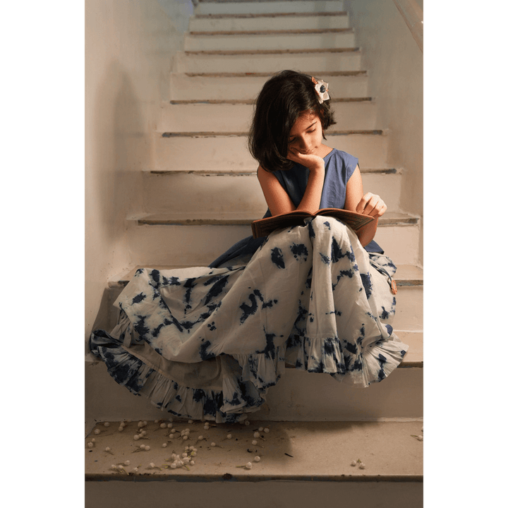 High low top tie &amp; dye skirt in indigo - Set of 2