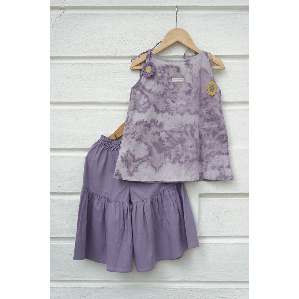 Tie & Dye sharara pants and kurta set - Lilac