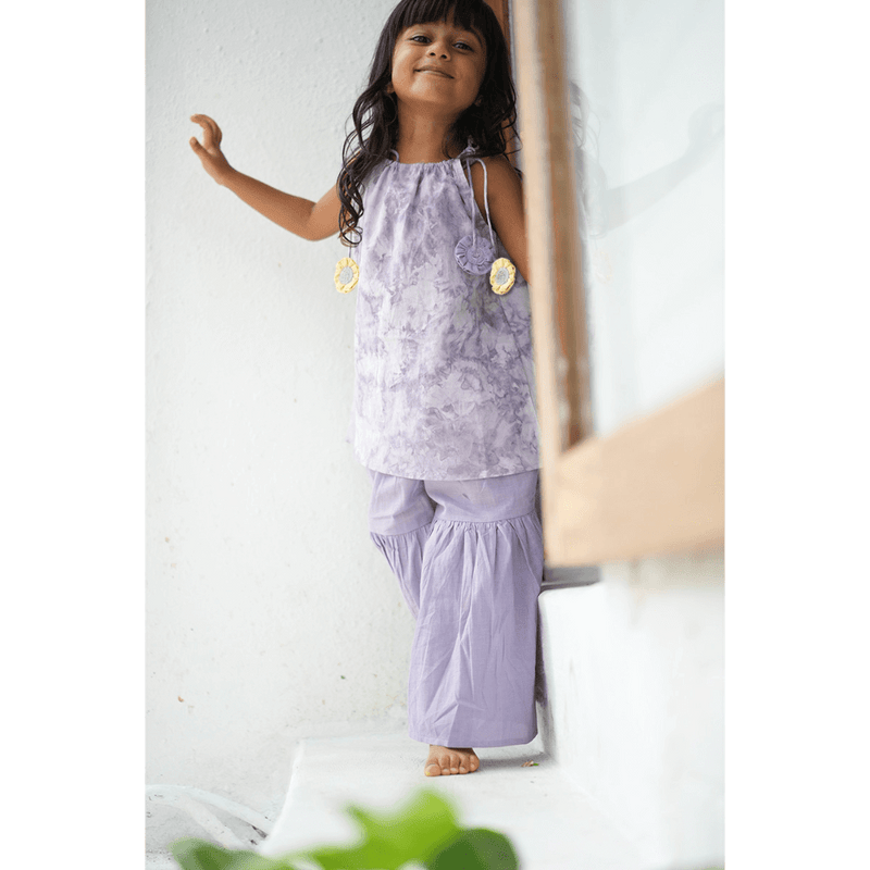 Tie & Dye sharara pants and kurta set - Lilac