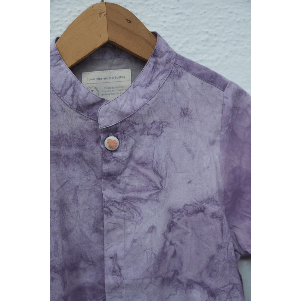 Natural dyed long sleeve tie dye shirt / jacket - Lilac Breeze