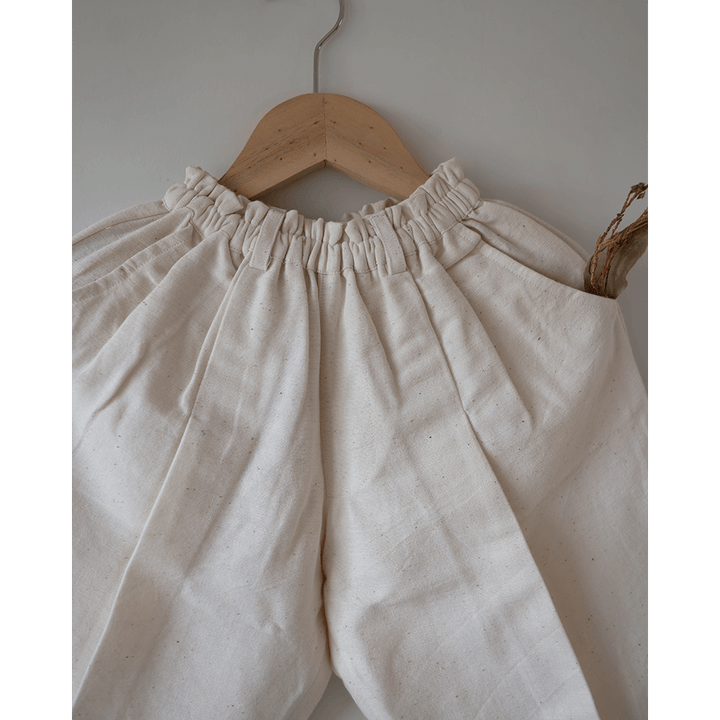 Love the World Today Candy Cloud Cotton Pink Checkered Silk Top and Beige Baggy Pant Coord Set- Girls