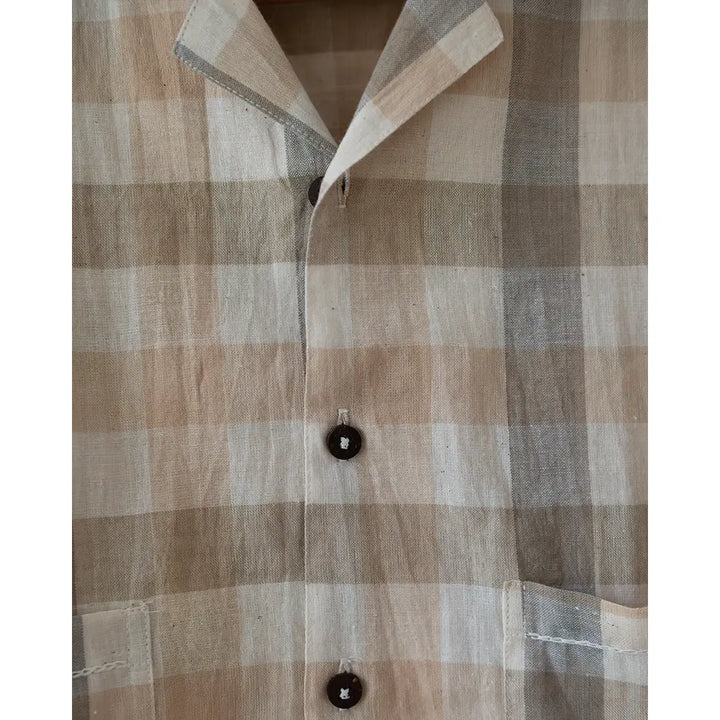 Love The World Today ‘Cloud Drift’ Oversized Beige Off White Checks Shirt In Handwoven Cotton - Beige