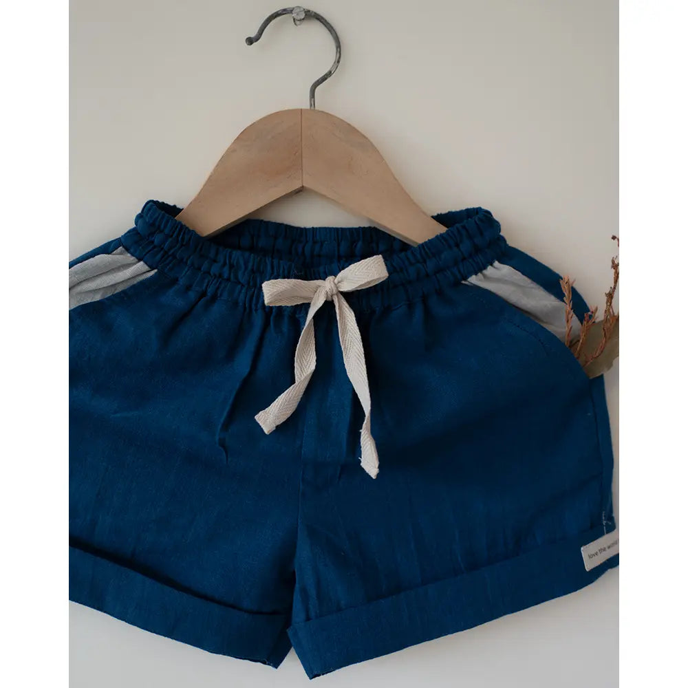 Love The World Today ‘Skygaze’ Blue Handwoven Cotton Unisex Shorts - Blue