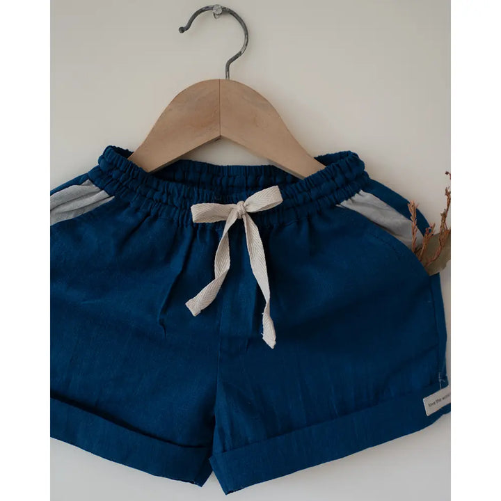 Love The World Today ‘Skygaze’ Blue Handwoven Cotton Unisex Shorts - Blue