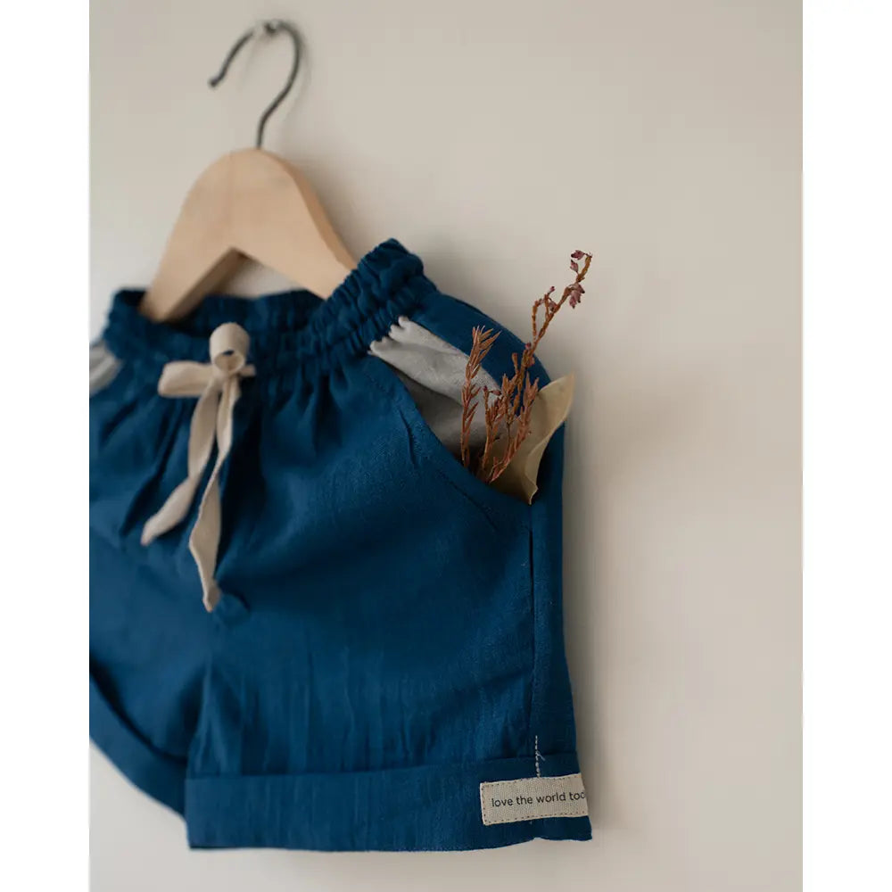 Love The World Today ‘Skygaze’ Blue Handwoven Cotton Unisex Shorts - Blue