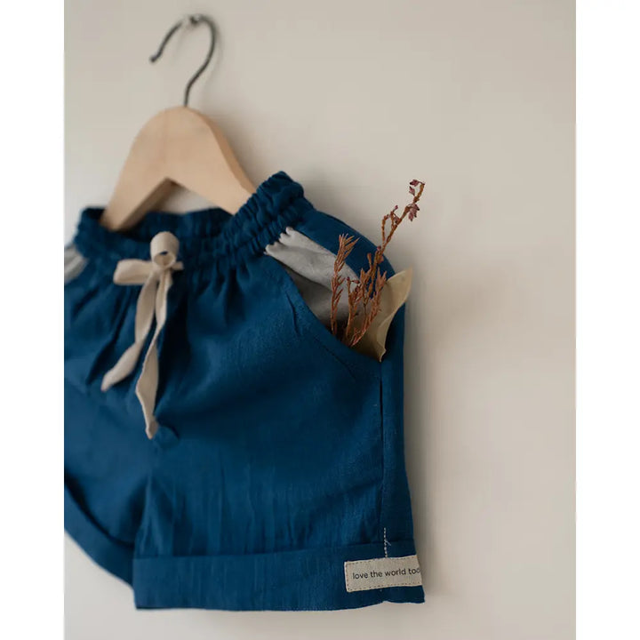 Love The World Today ‘Skygaze’ Blue Handwoven Cotton Unisex Shorts - Blue