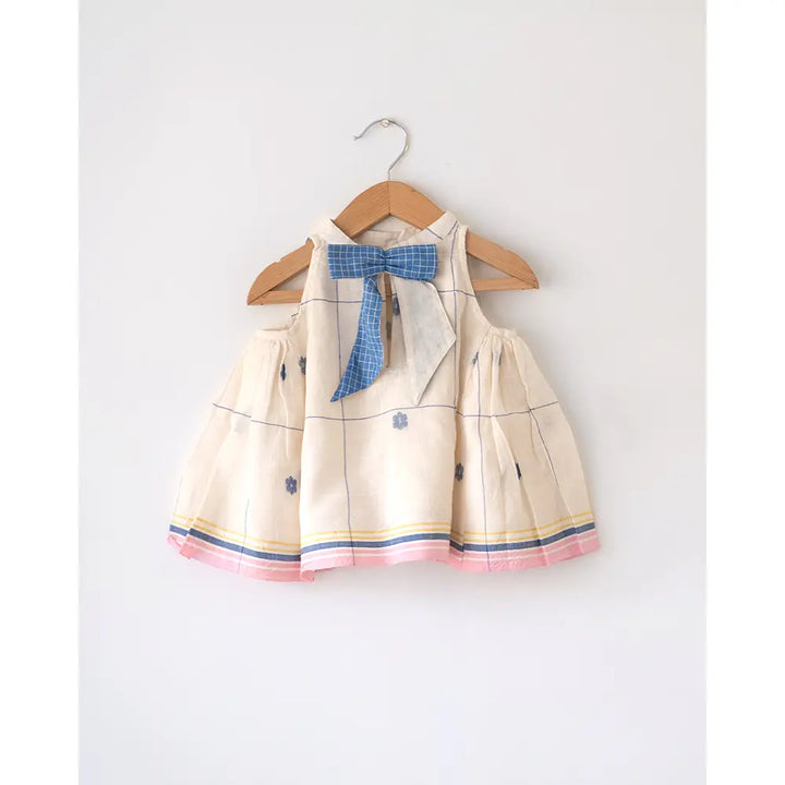 Love The World Today ‘Lullaby Skies’ Halter Top In Handwoven Cotton Jamdani Weave - Off White