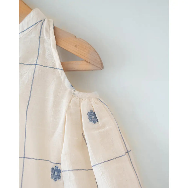 Love The World Today ‘Lullaby Skies’ Halter Top In Handwoven Cotton Jamdani Weave - Off White