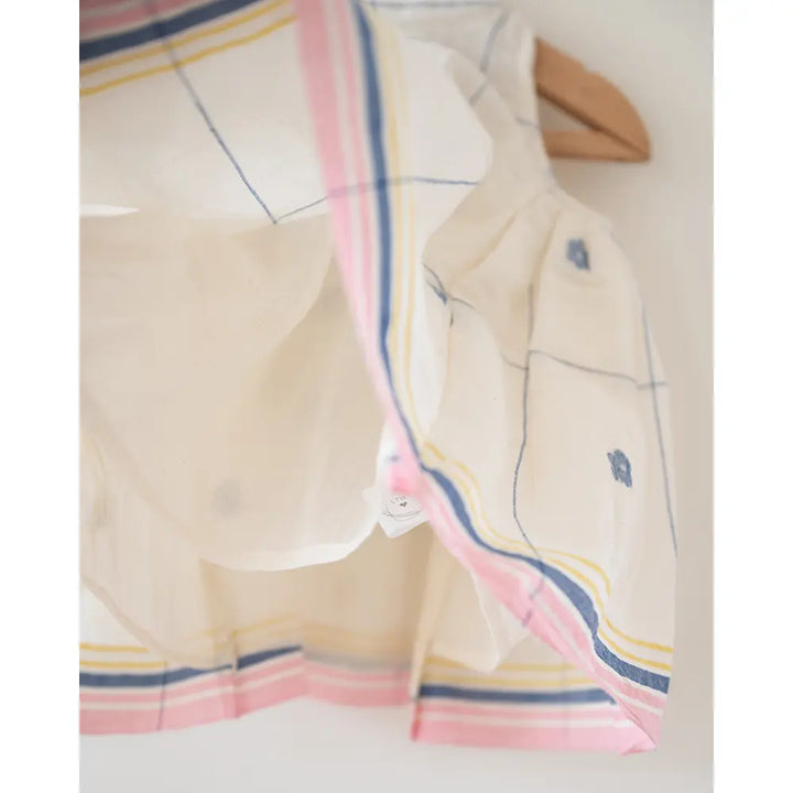 Love The World Today ‘Lullaby Skies’ Halter Top In Handwoven Cotton Jamdani Weave - Off White