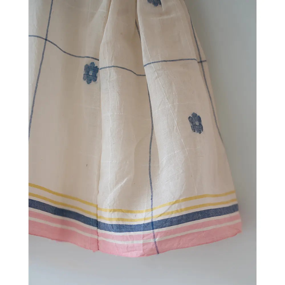 Love The World Today ‘Lullaby Skies’ Halter Top In Handwoven Cotton Jamdani Weave - Off White