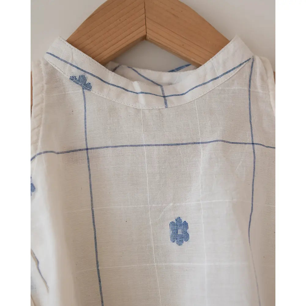 Love The World Today ‘Lullaby Skies’ Halter Top In Handwoven Cotton Jamdani Weave - Off White