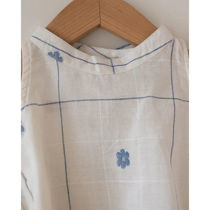 Love The World Today ‘Lullaby Skies’ Halter Top In Handwoven Cotton Jamdani Weave - Off White