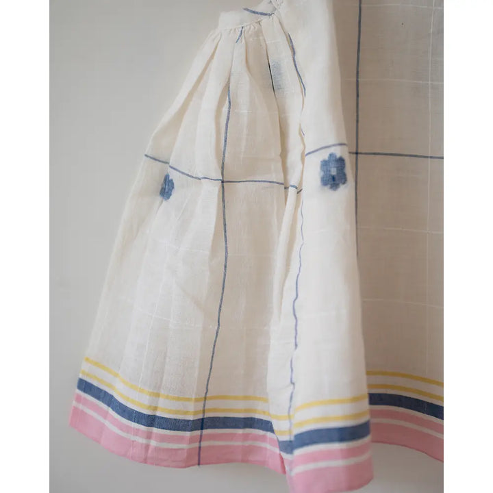 Love The World Today ‘Lullaby Skies’ Halter Top In Handwoven Cotton Jamdani Weave - Off White