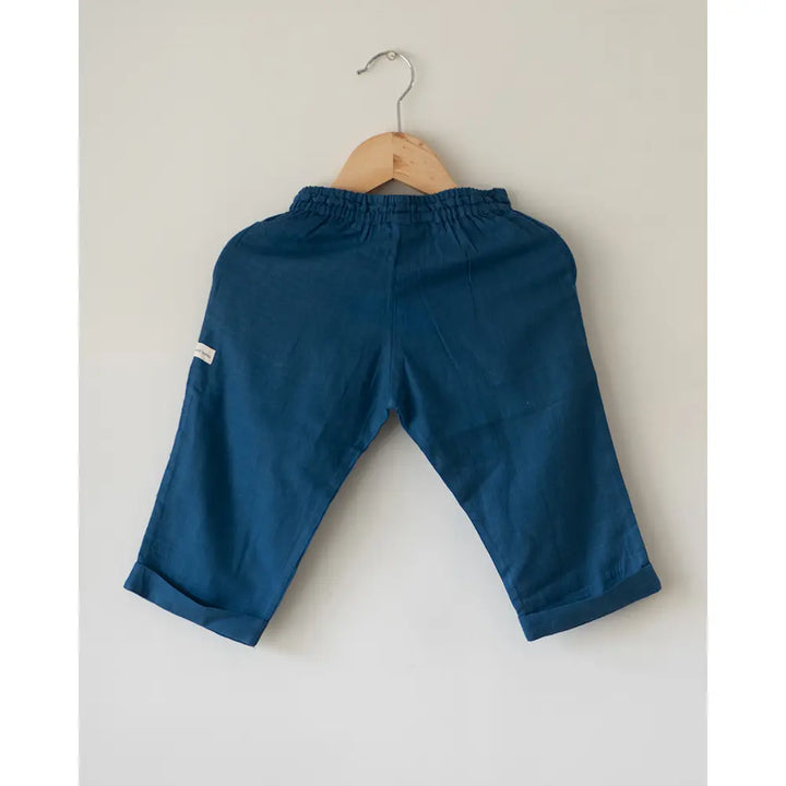 Love The World Today ‘Raindrops Keep Falling’ Blue Drawstring Unisex Pajamas In Handwoven Cotton - Blue