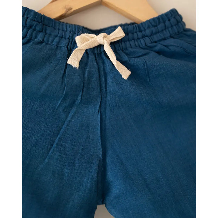 Love The World Today ‘Raindrops Keep Falling’ Blue Drawstring Unisex Pajamas In Handwoven Cotton - Blue