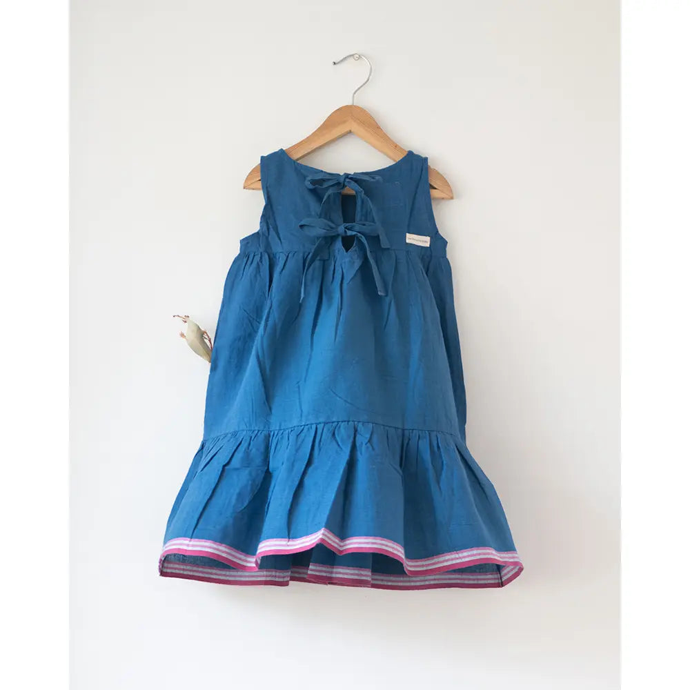 Love The World Today ‘Daydreamer’ Blue Handwoven Cotton Maxi Dress With Selvedge - Blue