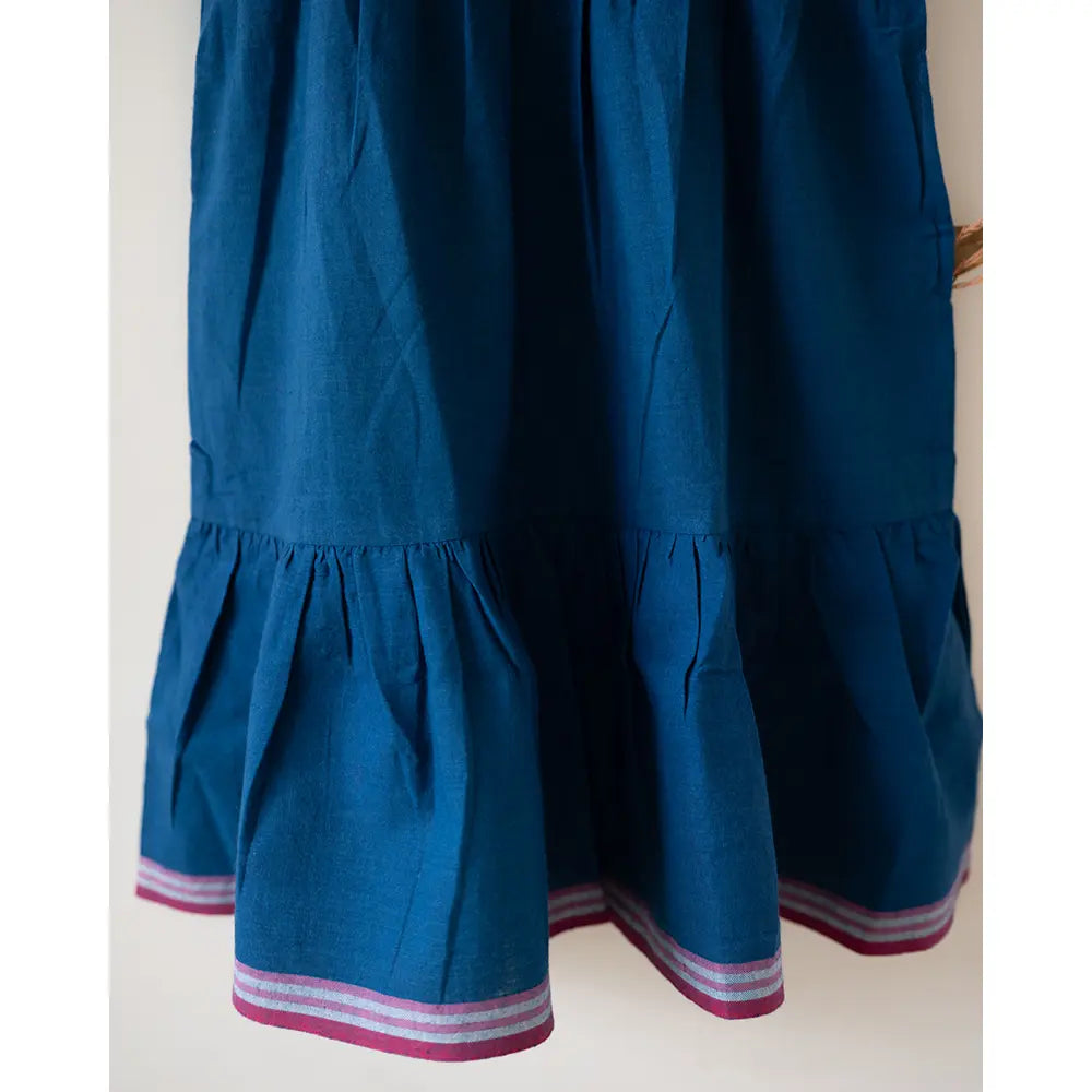 Love The World Today ‘Daydreamer’ Blue Handwoven Cotton Maxi Dress With Selvedge - Blue