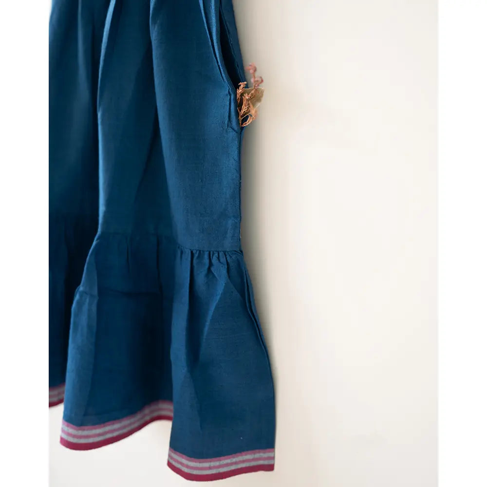 Love The World Today ‘Daydreamer’ Blue Handwoven Cotton Maxi Dress With Selvedge - Blue