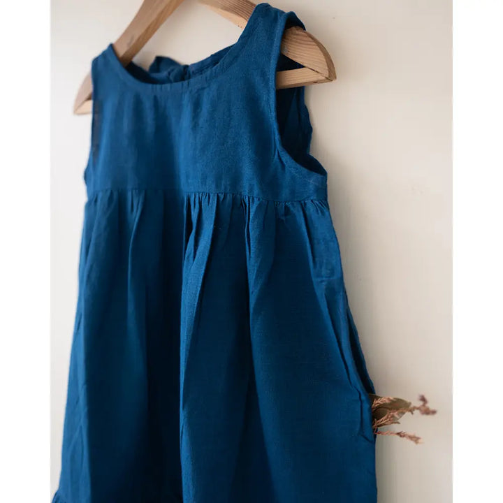 Love The World Today ‘Daydreamer’ Blue Handwoven Cotton Maxi Dress With Selvedge - Blue