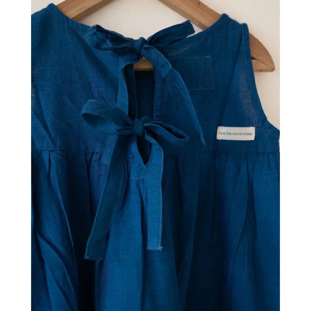 Love The World Today ‘Daydreamer’ Blue Handwoven Cotton Maxi Dress With Selvedge - Blue