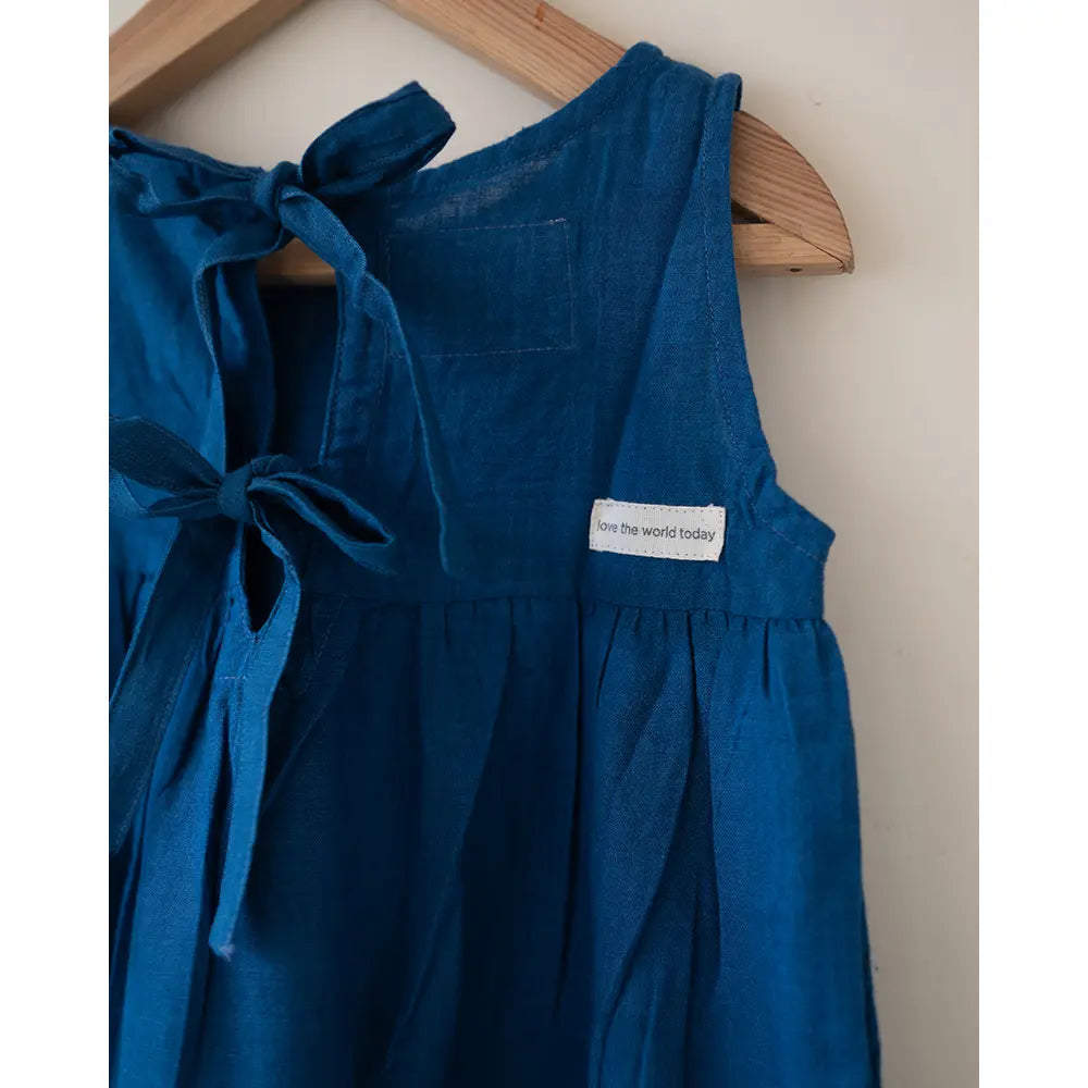 Love The World Today ‘Daydreamer’ Blue Handwoven Cotton Maxi Dress With Selvedge - Blue