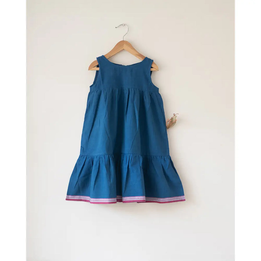 Love The World Today ‘Daydreamer’ Blue Handwoven Cotton Maxi Dress With Selvedge - Blue