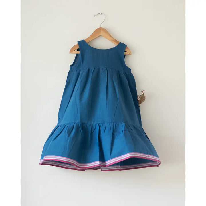 Love The World Today ‘Daydreamer’ Blue Handwoven Cotton Maxi Dress With Selvedge - Blue