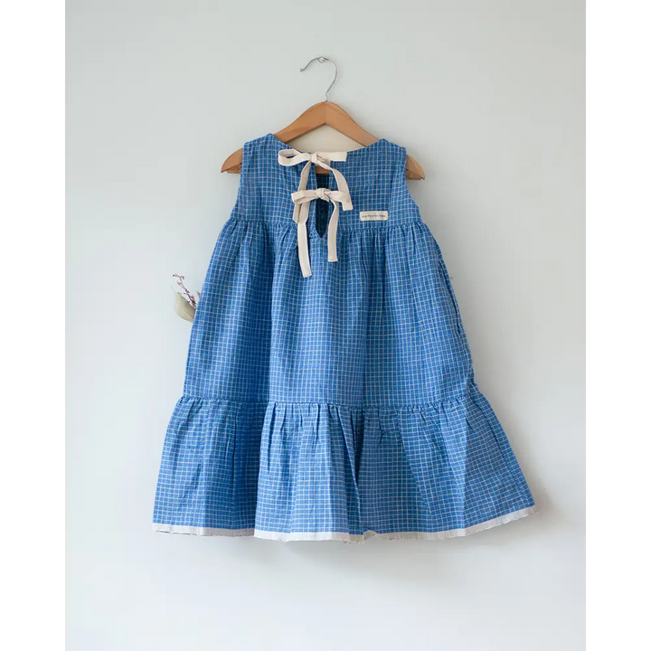 Love The World Today ‘Daydreamer’ Blue Checks Maxi Dress In Handwoven Cotton