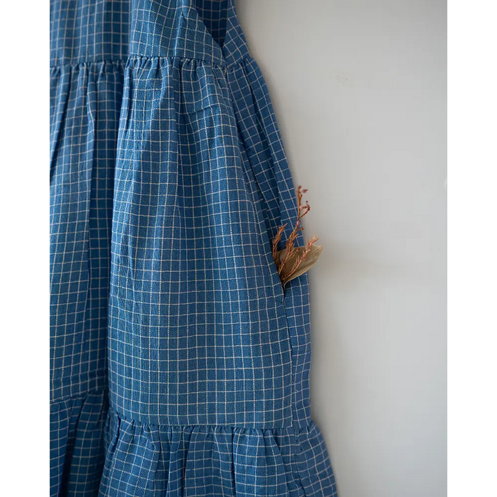 Love The World Today ‘Daydreamer’ Blue Checks Maxi Dress In Handwoven Cotton