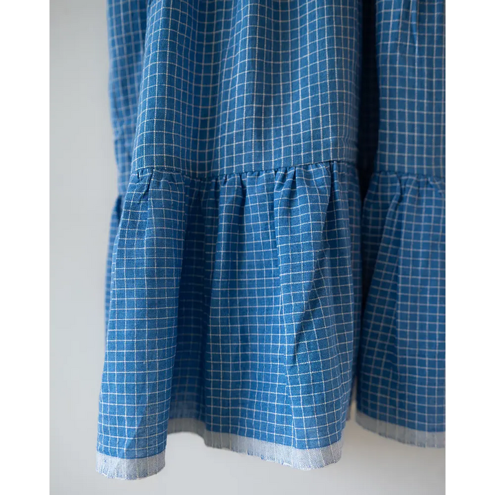 Love The World Today ‘Daydreamer’ Blue Checks Maxi Dress In Handwoven Cotton