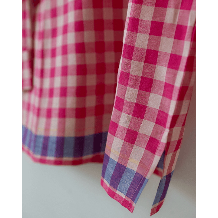 Love the World Today Candy Cloud Handwoven Cotton Pink Silk Kurta Shirt