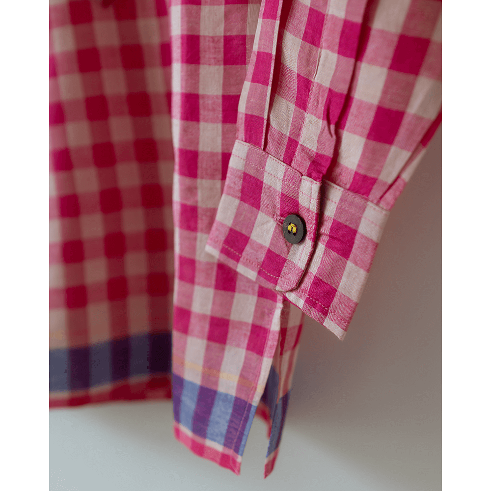 Love The World Today Candy Cloud Handwoven Cotton Pink Silk Kurta Shirt- Boys