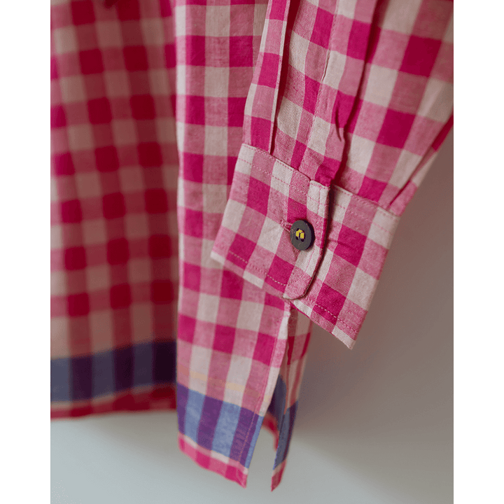 Love The World Today Candy Cloud Handwoven Cotton Pink Silk Kurta Shirt- Boys