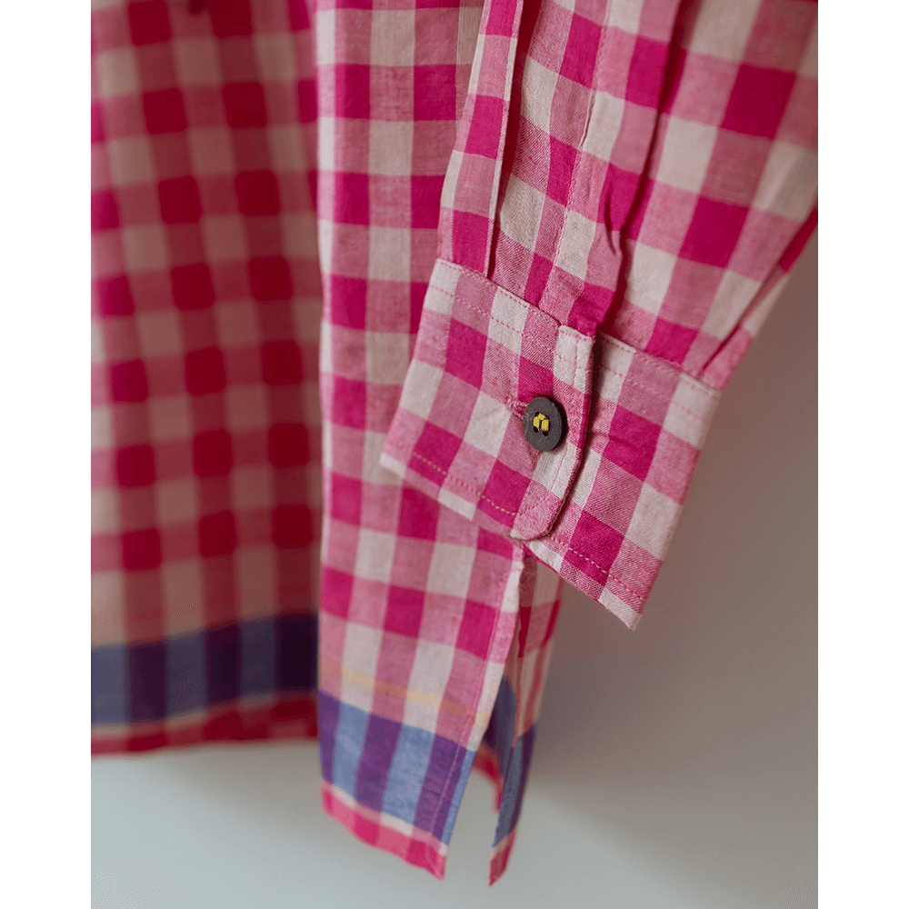 Love the World Today Candy Cloud Handwoven Cotton Pink Silk Kurta Shirt