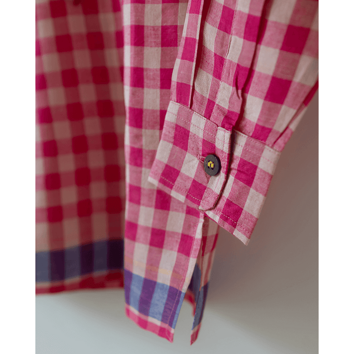 Love the World Today Candy Cloud Handwoven Cotton Pink Silk Kurta Shirt