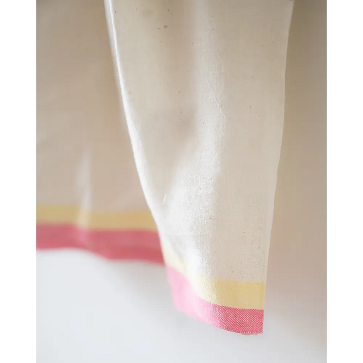 Love The World Today ‘Cloud Kiss’ Kora/ Off-white Handwoven Cotton Gathered Dress With Selvedge Detail