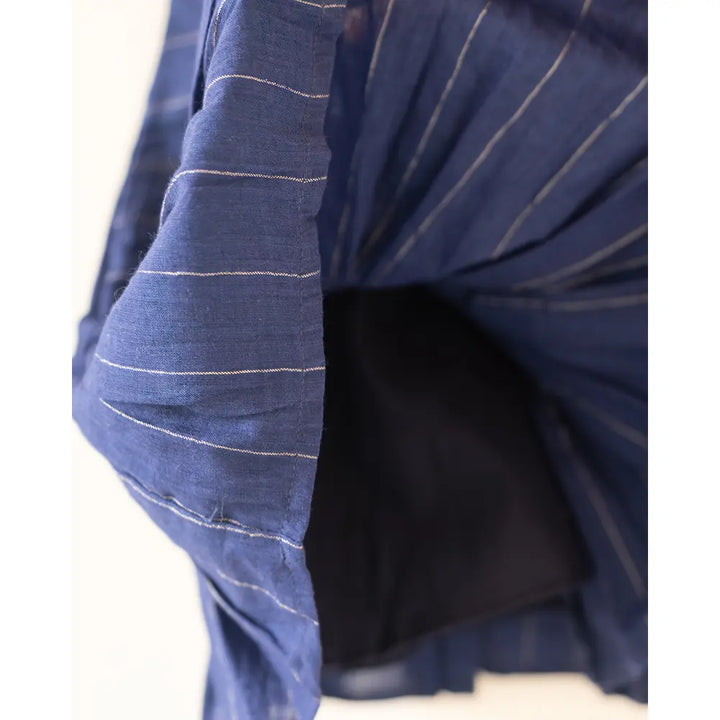 Love The World Today ‘Pitter Patter’ High Low Lined Dress In Blue Stripes In Handwoven Cotton - Blue