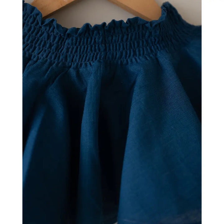 Love The World Today ‘Round And Round’ Twirl Skirt In Blue Handwoven Cotton - Blue