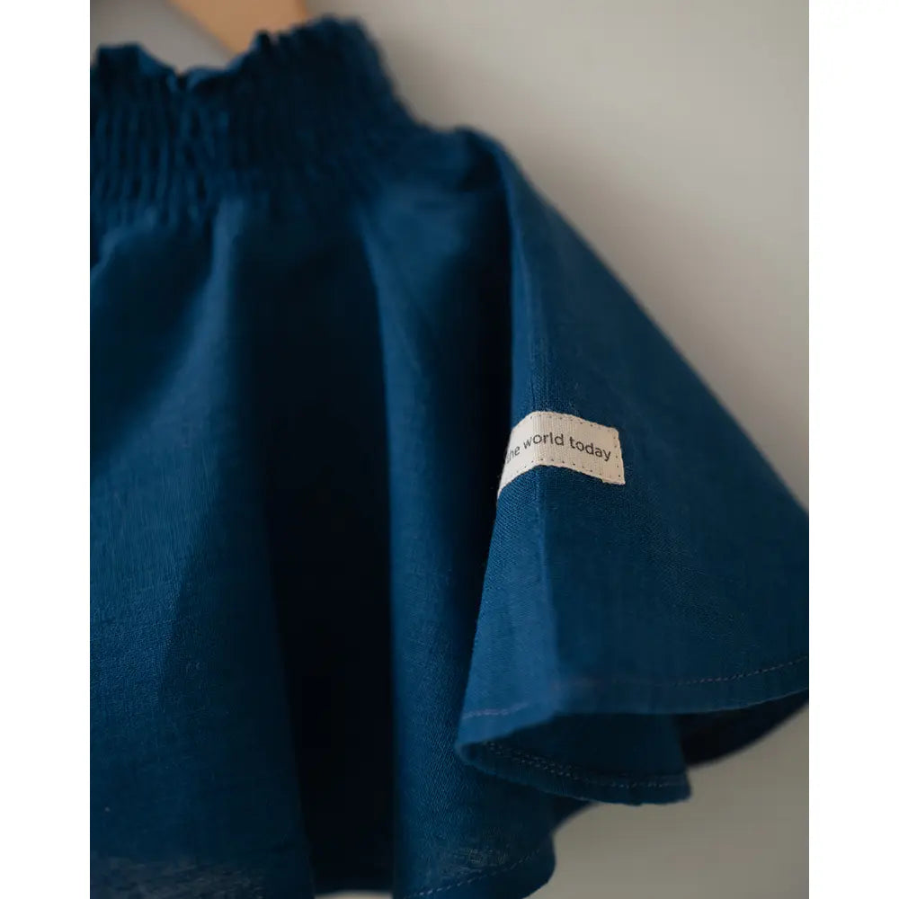 Love The World Today ‘Round And Round’ Twirl Skirt In Blue Handwoven Cotton - Blue