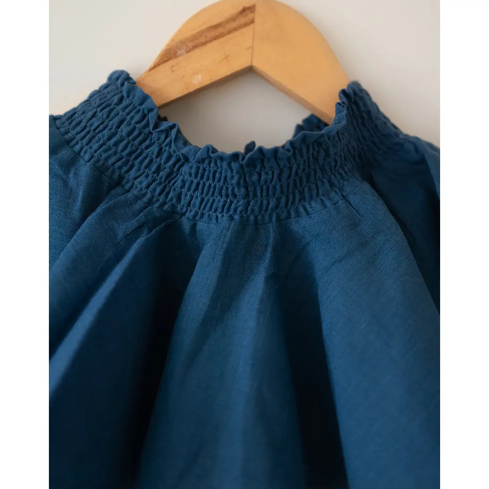 Love The World Today ‘Round And Round’ Twirl Skirt In Blue Handwoven Cotton - Blue