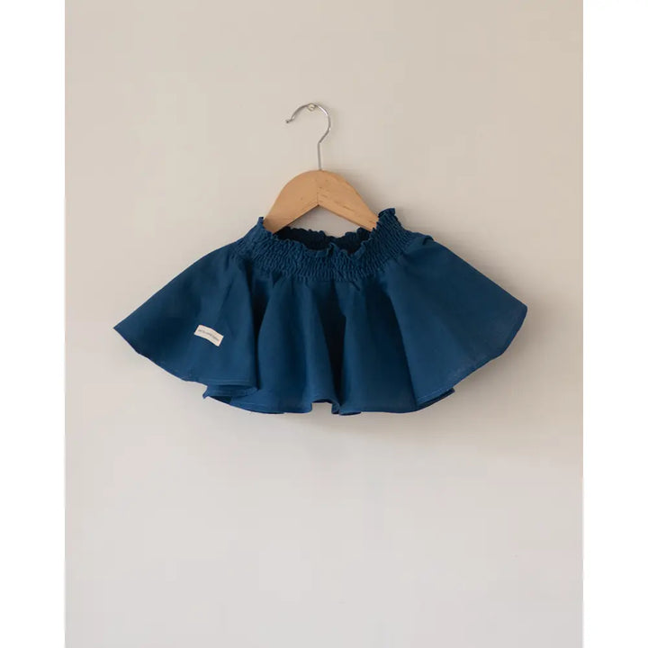 Love The World Today ‘Round And Round’ Twirl Skirt In Blue Handwoven Cotton - Blue